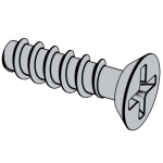 美标ASME B18.6.4 - 1998 (R2005) ASME18.6.4 II型十字槽沉头清根自攻螺钉 B,BP型 [Table 16]