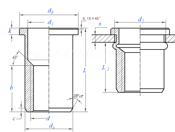 UNI  9201 - 1988 平圆头拉铆螺母