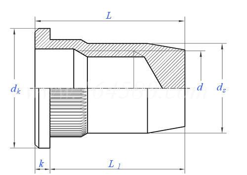 YJT  3004 滚花盲孔平圆头圆柱铆螺母
