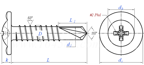 YJT  4053 十字槽圆头华司自钻螺钉