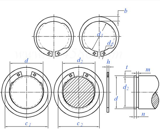 YJT  7013 (M1408/AV/DSI) V形轴用挡圈 M1408/AV/DSI