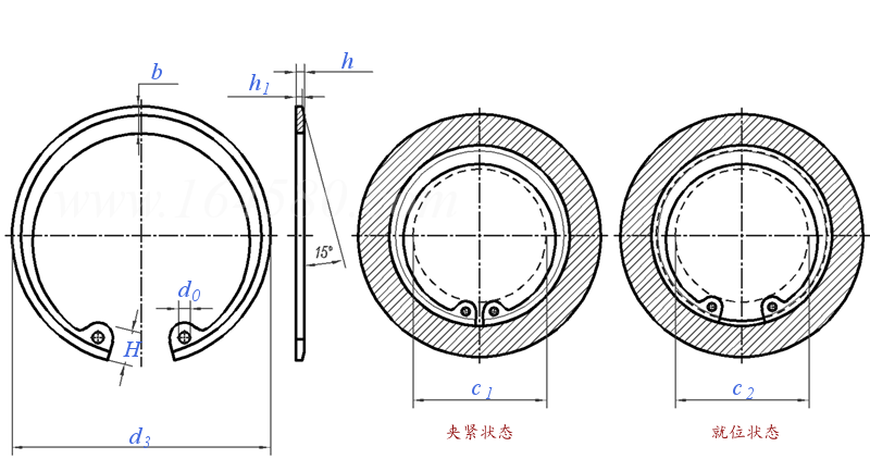 YJT  7019 (N1302/NJB) 英制倒角型孔用擋圈 - N1302/NJB
