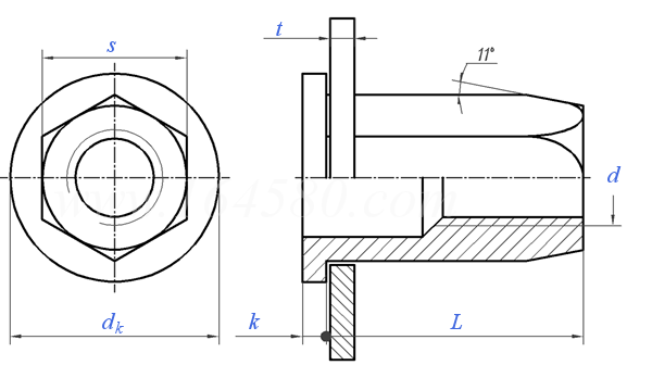 YJT  8003 平圆头全六角铆螺母