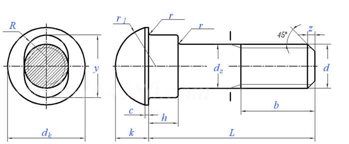 GB  8262 - 1987 圓頭橢圓頸螺栓
