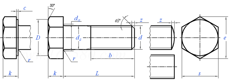 JIS B 1180 (AT1.3) - 1994 六角頭螺栓 普通加工精度 [Annex Attached Table 1.3]