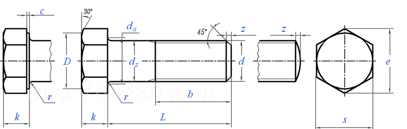 JIS B 1180 (AT2.2) - 1994 小六角頭螺栓 半精制 [Annex Attached Table 2.2.]