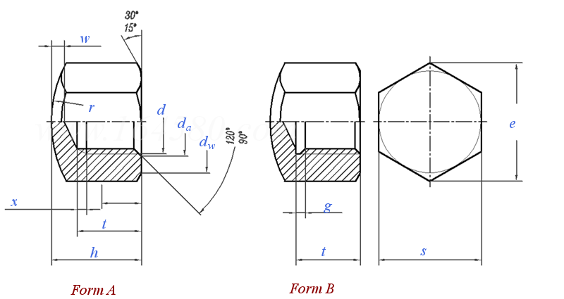 DIN  917 - 2021 矮型六角盖形螺母
