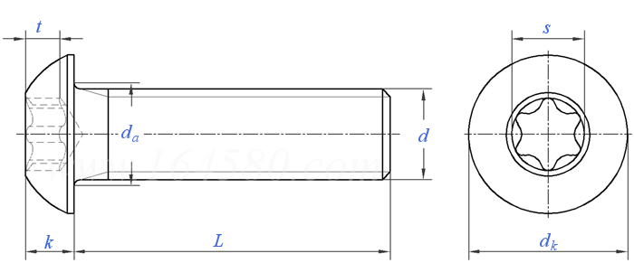 ASME B 18.3 (Table 11-III) - 2012 内六角花形（梅花槽）圆头螺钉