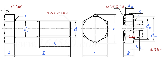 DIN EN ISO  4016 - 2022 六角头螺栓 产品等级：C级