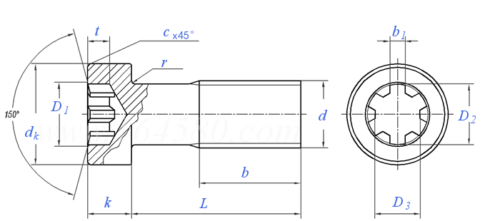 GB  824 - 1976 圆柱头内六花键螺钉