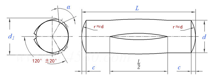 NF E 25-750 - 1997 中部帶1/2全長平行溝槽的槽銷