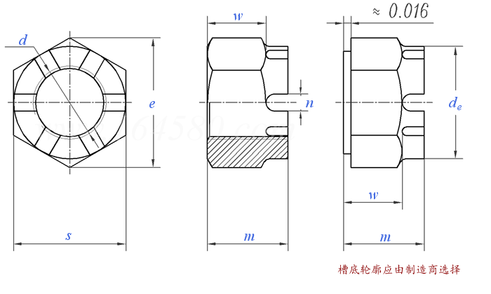 SAE J 104 - 1969 六角槽形螺母
