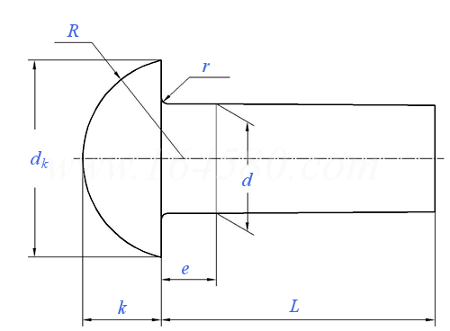 DIN  674 - 1993 圓頭鉚釘