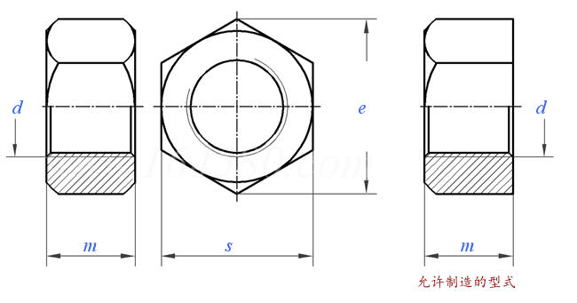 BS  4190 (T7) - 2014 米制六角螺母 - 支承面車削 [Table 7]