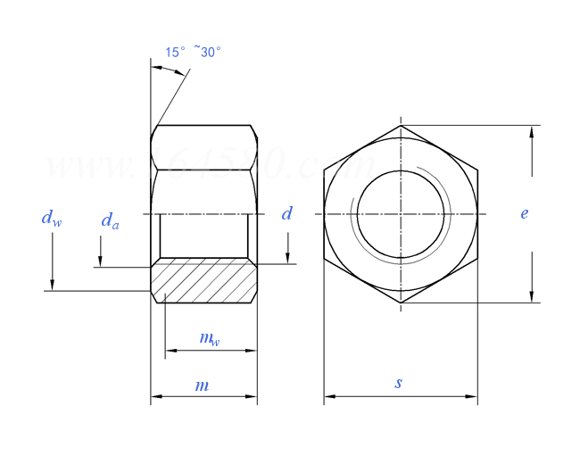 GB  56 - 1988 六角厚螺母