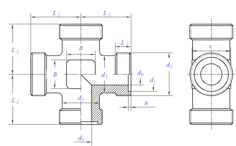 JB  991 - 1977 焊接式四通管接頭體