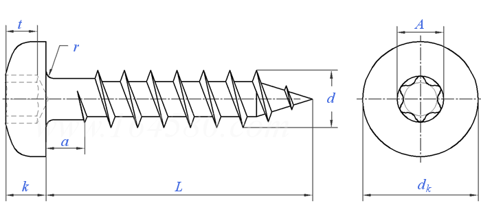 YJT  4075 (DIN 7505) 梅花槽盘头纤维板钉