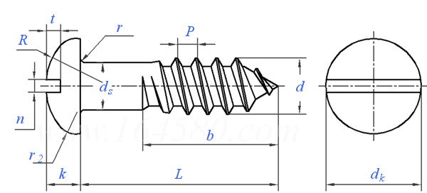 CNS  1052 - 1959 開槽半圓頭木牙螺釘