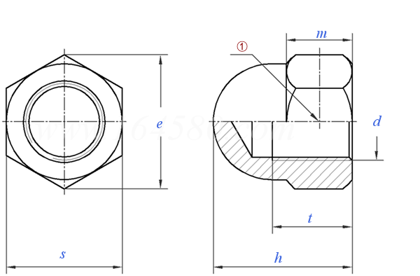 MS  51865 - 1970 六角蓋形自鎖螺母, 250°F
