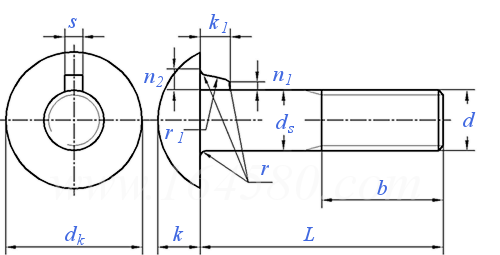 BS  4933 - 1973 米制圓頭帶榫螺栓