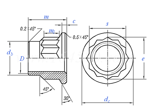 JB /T 6687 - 1993 12角法兰面螺母