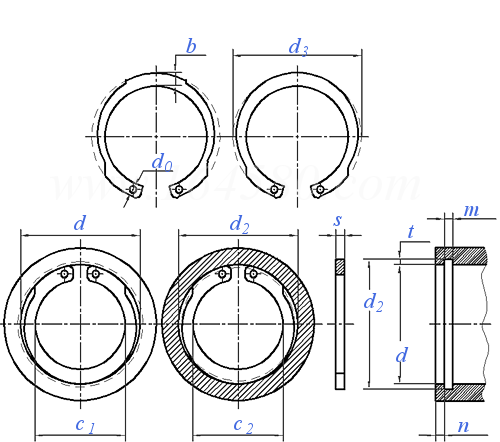 YJT  7011 (M1308/JV/DHI) V型孔用擋圈 M 1308/JV/DHI