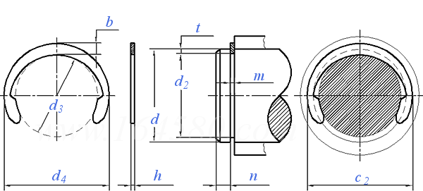 YJT  7014 (M1800/H/DC) 新月形开口挡圈 M1800/H/DC