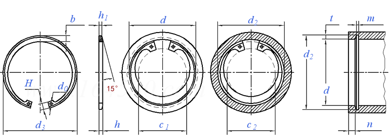 YJT  7010 (M1302/JB/DVH) 帶倒角孔用擋圈 M1302/JB/DVH