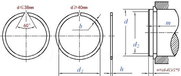 YJT  7016 (M2400/SW/WR) 轴用压扁钢丝挡圈 M2400/SW/WR