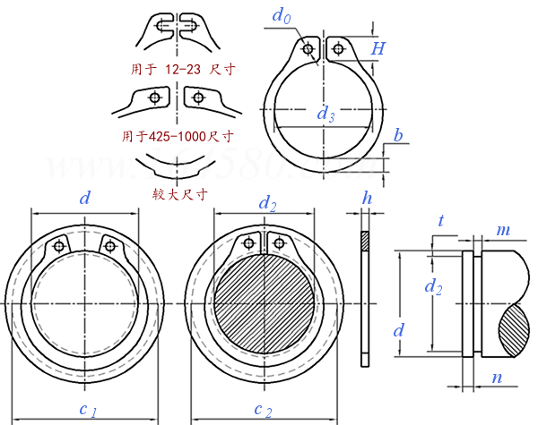 YJT  7022 (N1400/NA) 英制轴用挡圈 (N1400/NA)