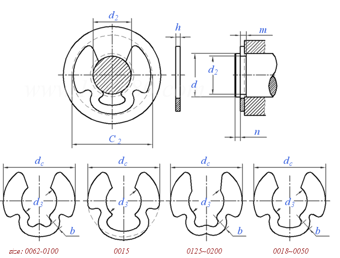 YJT  7029 (N1504/NKP) 英制蹄形开口挡圈 (N1504/NKP)