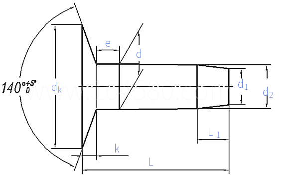 DIN  675 - 1993 沉頭錐端鉚釘