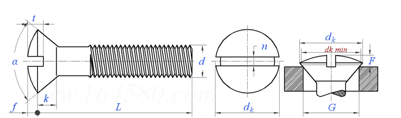 ASME/ANSI B 18.6.7M - 1998 米制开槽半沉头螺钉Table6