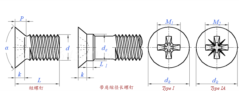 ASME B 18.6.3 (T13) - 2013 82°小沉頭十字槽螺釘  [Table 13] (ASTM F837 / F468)