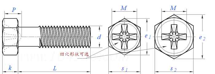 ASME B 18.6.3 (H9B-I) - 2024 十字槽凹穴六角頭以及大六角頭螺釘 [TABLE 2.2.9-2 I]