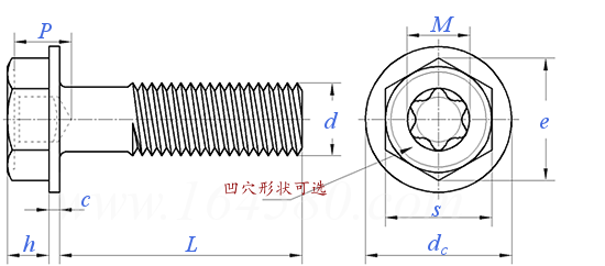 ASME B 18.6.3 (H10B-VI) - 2024 梅花槽六角凸緣頭螺釘 [TABLE 2.2.10-2 VI]