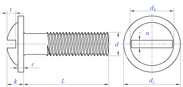 ASME B 18.6.3 (H12A) - 2024 开槽圆头凸缘（带垫、带介）螺钉 (ASTM F837, F468) [TABLE 2.2.12-1]