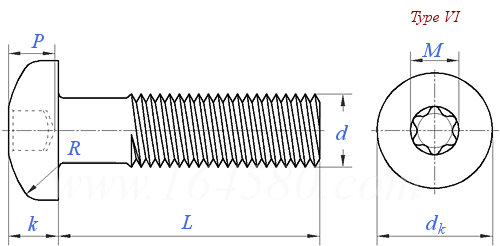 ASME B 18.6.3 (H5C-VI) - 2024 梅花槽盘头螺钉 [TABLE 2.2.5-3 VI]
