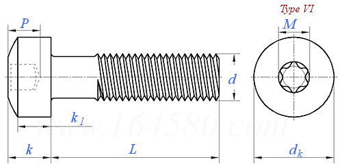 ASME B 18.6.3 (H6B-VI) - 2024 梅花槽球面扁圆柱头螺钉 [TABLE 2.2.6-2 VI]