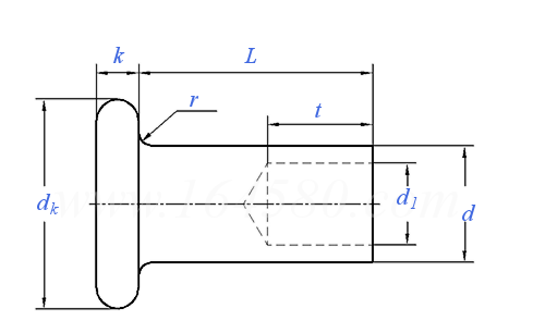JIS B 1215 (T3) - 1976 平圓頭半空心鉚釘 [表3]