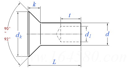 JIS B 1215 (T4) - 1976 沉頭半空心鉚釘 [表4]