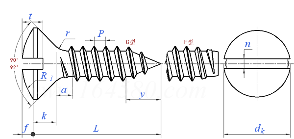 JIS B 1115 (T3) - 1996 開槽半沉頭自攻釘 [表3]