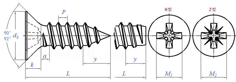 ISO  7050 - 1983 十字槽沉头自攻螺钉