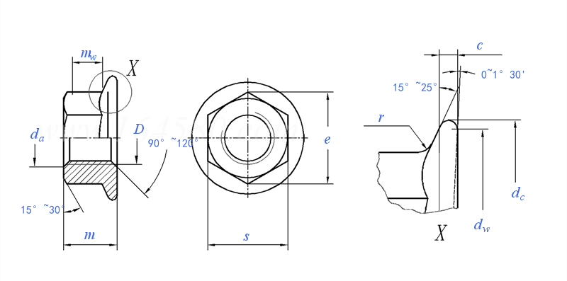 GB /T 6177 - 1986 六角法兰面螺母 A级