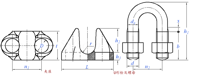 JIS B 2809 (MR) - 1977 MR型U型螺栓
