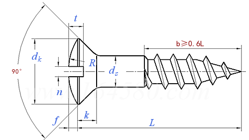 DIN  95 - 2010 开槽半沉头木牙螺钉