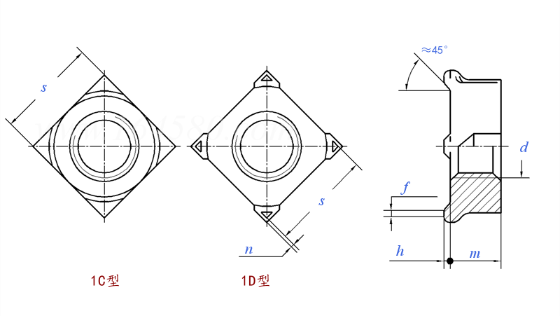 KS B 1058 - 2001 IC型及ID型四方焊接螺母