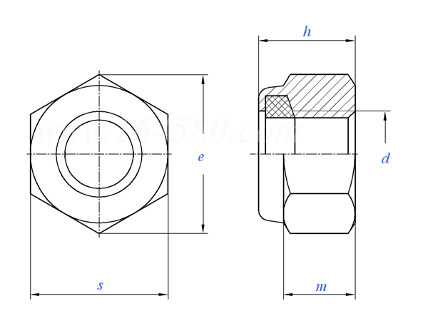 ASME B 18.16.6 (NE) - 2017 NE型六角尼龙嵌入防松螺母 [Table 3]