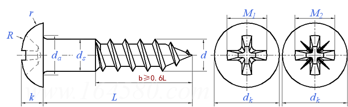 DIN  7996 - 1986 十字槽圆头木牙螺钉