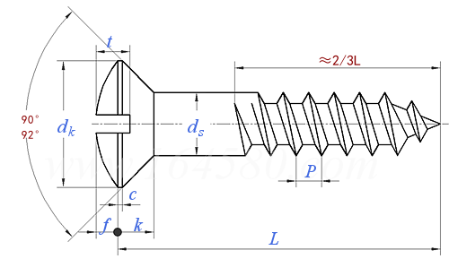 JIS B 1135 (T3) - 1995 開槽半沉頭木螺釘 [表3]